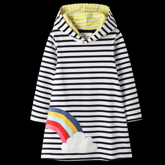 NEW Girls Hooded Long Sleeve Dress Rainbow Applique PLEASE READ DESCRIPTION - Picture 4 of 4